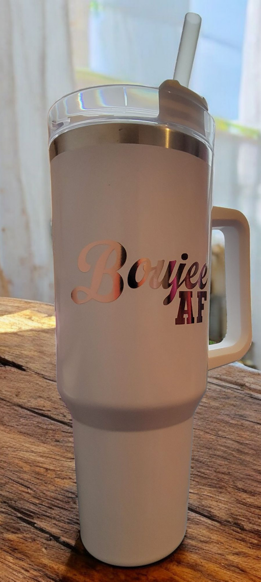 Boujee AF Tumbler White w/Rose Gold